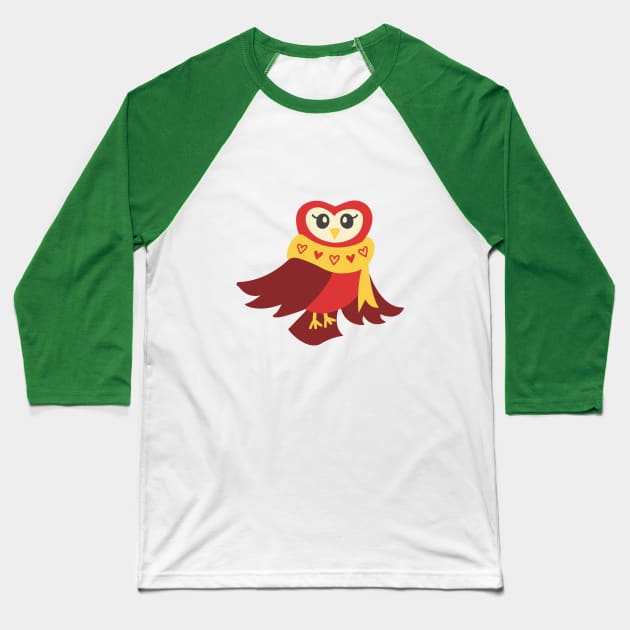 Cute Christmas Owl Baseball T-Shirt by FunnyMoonCosmic